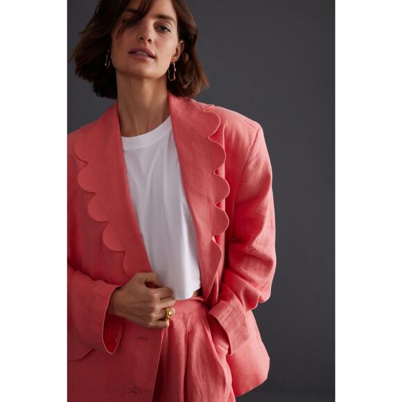 Sleeper Dynasty Linen Blazer Jacket Peach - Picture 5 of 15